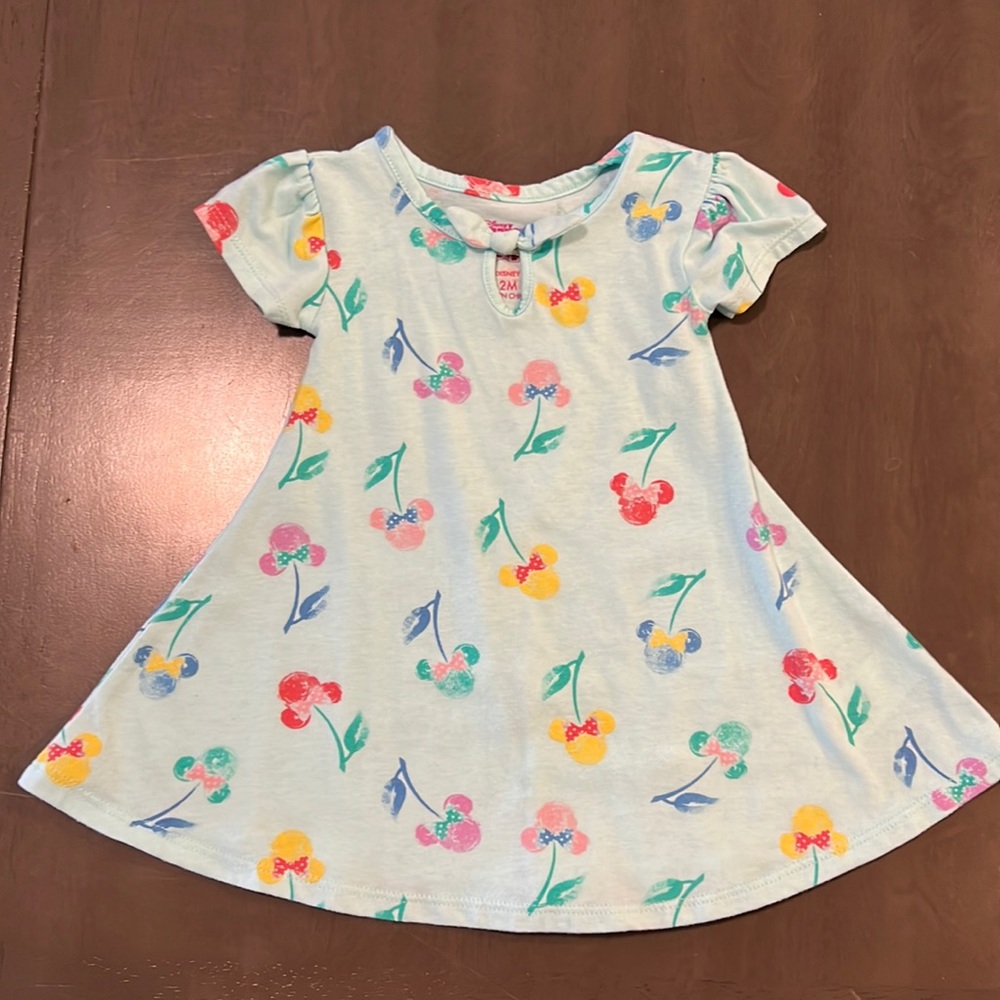 Blue dress with cherry Minnie Mouse heads